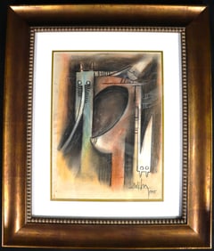 FRAMED Mixed Media on paper signed LAM and dated 1975 lower Right