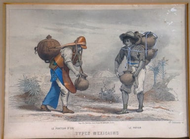 Unframed Colored Print titled Le Porteur D´Eau, Le Potier (The Water Carrier, The Potter)