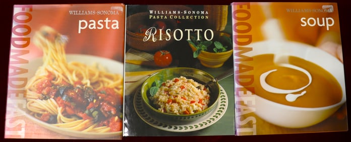 Three cookbooks with recipes by Williams-sonoma