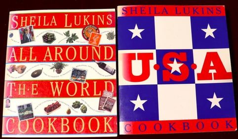 Two cookbooks with recipes by SHEILA LUKINS