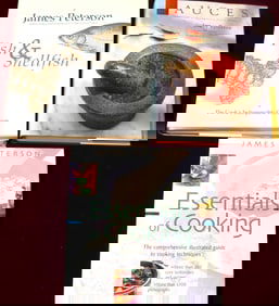 Three cookbooks with recipes by James Peterson