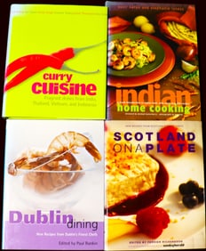 Four cookbooks with recipes