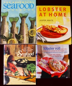 Four cookbooks with recipes