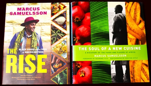 Two cookbooks with recipes by Marcus SAMUELSSON