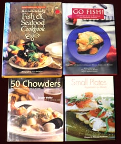Four cookbooks with recipes