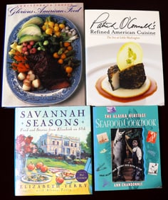 Four cookbooks with recipes