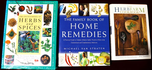 Three cookbooks with recipes