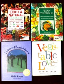 Four cookbooks with recipes