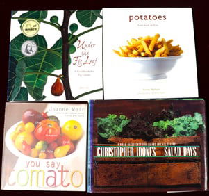 Four cookbooks with recipes