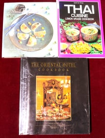 Three cookbooks with recipes