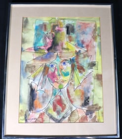 Framed Mixed Media on Paper signed Portocarrero and dated 55