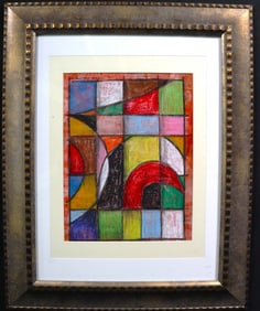 Framed Mixed Media on paper signed SONIA DELAUNAY and dated 1968