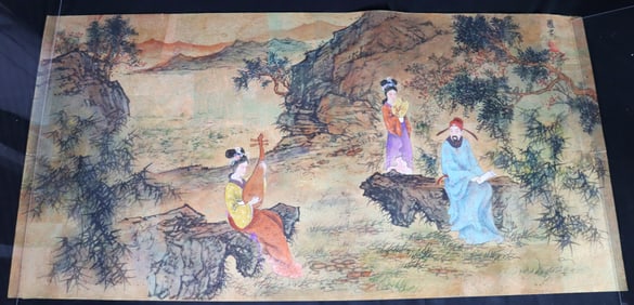 Unframed Chinese Watercolor Painting on Cork Paper