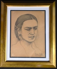 Framed Pencil on Paper signed Frida Kahlo