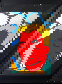 Framed Watercolor on Paper signed John "Crash" Matos and dated 92 lower right