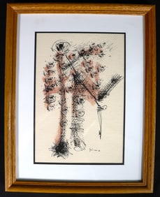 Framed Mixed Media on Paper signed Mira and dated 64