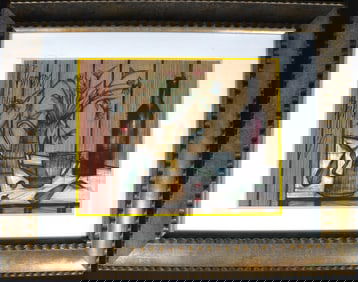 Framed Mixed media on paper signed Bernard BUFFET and dated 66