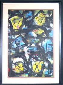 Framed Mixed Media on paper signed Guido Linas and dated 1978