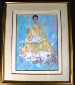 Framed Mixed media on paper signed Vu Cao Dam and dated 78
