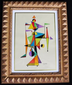 Framed Mixed Media on paper signed MIJARES