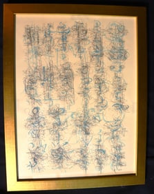 Framed Mixed Media on Paper signed Leon Ferrari dated 7/6/62