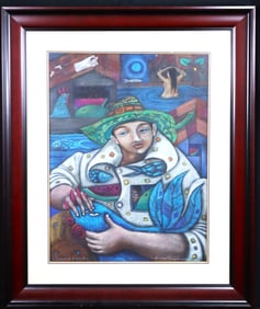 Framed Mixed Media on paper signed Carlos ACOSTANEYRA and dated 2005