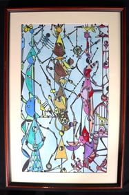Framed Mixed Media on paper signed Jose Mijares and dated 1993