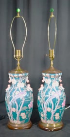Pair of Vintage Chinese Style wildwood Lamps