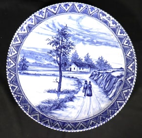 Italian Porcelain Landscape Charger Plate signed F Fabiani