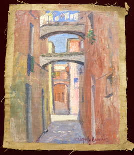 Unframed Oil on canvas signed Hildegarde Hamilton: Unframed Oil on canvas signed Hildegarde Hamilton, Hildegarde Hamilton, American (1898 - 1970) DIMENSIONS: Height 13.25 inch / 33,6&nbsp;cm&nbsp; &nbsp; &nbsp; &nbsp; &nbsp; &nbsp; &nbsp; &nbsp; &nbsp
