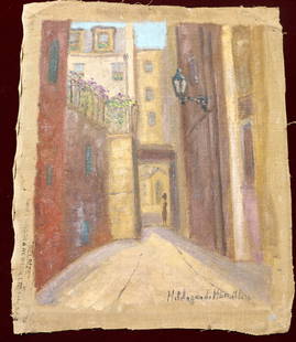 Unframed Oil on canvas signed Hildegarde Hamilton: Unframed Oil on canvas signed Hildegarde Hamilton,&nbsp; Hildegarde Hamilton, American (1898 - 1970) DIMENSIONS: Height 13.50 inch / 34,3 cm&nbsp; &nbsp; &nbsp; &nbsp; &nbsp; &nbsp; &nbsp; &nbsp; &nbs