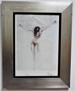 Framed limited edition gravure etching print on paper by Salvador DALI (1904-1989) Titled "Christ": Framed limited edition gravure etching print on paper by Salvador DALI (1904-1989) Titled &quot;Christ&quot;&nbsp; Salvador Dali (1904-1989 Spain / France) &quot;Christ&quot; depicts Jesus Christ cruc