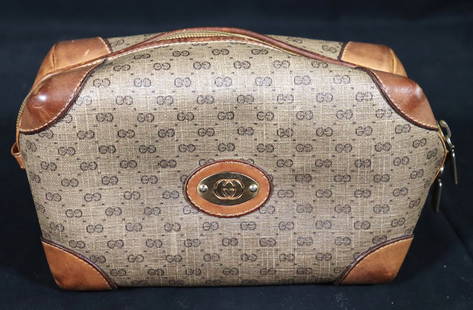 GUCCI Micro GG Canvas Bag PVC Leather: GUCCI Micro GG Canvas Bag PVC Leather (missing shoulder lanyard) DIMENSIONS: Height:&nbsp; 4.75 inch / 12 cm&nbsp; &nbsp; &nbsp; &nbsp; &nbsp; &nbsp; &nbsp; &nbsp; &nbsp; &nbsp; &nbsp; &nbsp; &nbsp;Le