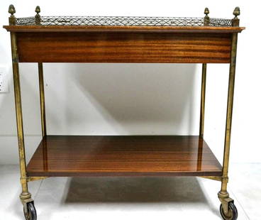 Gilbert POILLERAT (1902-1988) Table with COA: Gilbert POILLERAT (1902-1988) TableFine wood table, feet and gilt bronze gallery, drawers fawn cook, this table is a unique creation of Gilbert POILLERAT from FranceCirca 1950 (French Papers) with C.O