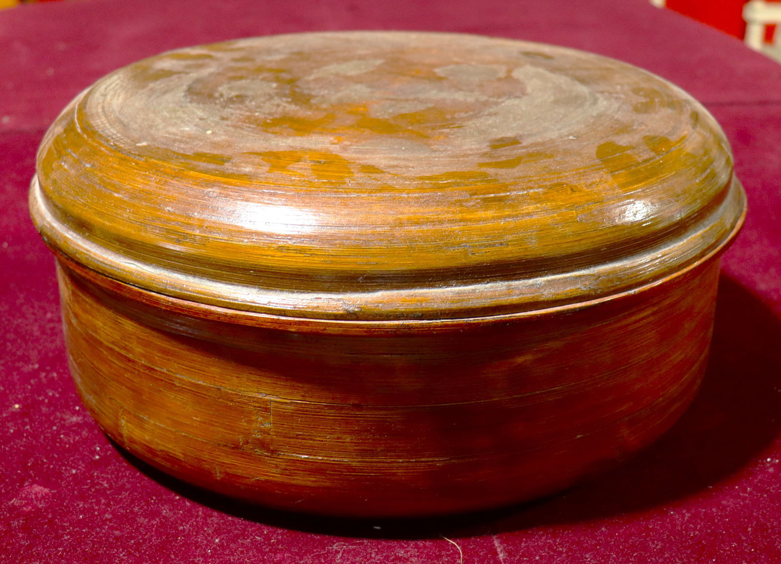 Vintage Wooden round storage Box