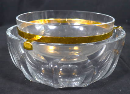 Mid-20th Century Baccarat Crystal Caviar Service: Mid-20th century baccarat crystal three-piece tableware caviar service. . Maker&#39;s mark undersigned.  Baccarat crystal caviar service bowls, each having patterned outer bowl, plain interior bowl on