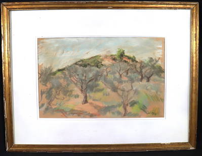 Framed Mixed Media on paper signed lower right and dated: Framed Mixed Media on paper signed lower right and dated Impressionist Landscape (torn on paper) DIMENSIONS with frame: Height 24 inch / 61 cm &nbs