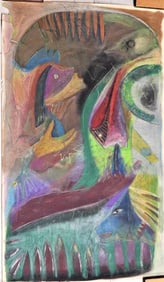 Moises Finale (Born 1957). Cuban. Mixed Media on Paper signed Moises Finale and dated 1988