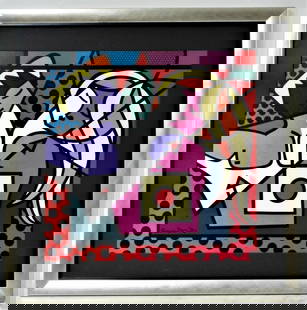 Framed serigraph from the 1990s signed Romero Britto titled "After Making Love": Framed serigraph from the 1990s signed Romero Britto titled &quot;After Making Love&quot;&nbsp; &nbsp;Romero Britto is Brazilian-born and based in Miami. He is a painter, serigrapher, and sculptor. He
