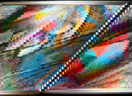 Framed Acrylic on canvas signed Juan Abuela and dated 15: Framed Acrylic on canvas signed Juan Abuela and dated 15 Juan Abuela, Born in Villa Clara, Cuba, 1974. Based in Miami since immigrating in 2005.&nbsp; DIMENSIONS with frame: Height 40.20 inch / 102 cm