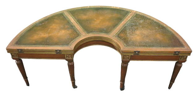 Demi lune leather flip convertible table to round coffee table: Demi lune leather flip convertible table to round coffee table DIMENSIONS: Height:&nbsp;17.90 inch / 45,5 cm&nbsp; &nbsp; &nbsp; &nbsp; &nbsp; &nbsp; &nbsp; &nbsp; &nbsp; &nbsp; &nbsp; &nbsp; &nbsp;Le