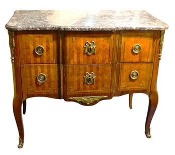 Antique French Chest of Drawers with two large drawers and Marble Top: Antique French&nbsp;Chest of Drawers&nbsp;with two large and deep drawers, and decorations are in bronze casting well detailed, and Marble Topthe front of the drawers is made with inlaid&nbsp;&nbsp; D