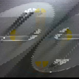 Glass Coffee Table Round Modern: Glass Coffee Table Round Modern attributed MASTERCRAFT&nbsp;&nbsp; DIMENSIONS: Height 16.50 inch / 42 cm&nbsp; &nbsp; &nbsp; &nbsp; &nbsp; &nbsp; &nbsp; &nbsp; &nbsp; &nbsp; &nbsp; &nbsp; &nbsp;Diamet