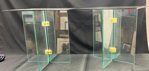 Pair of West Elm Cosima style Glass Coffee Table