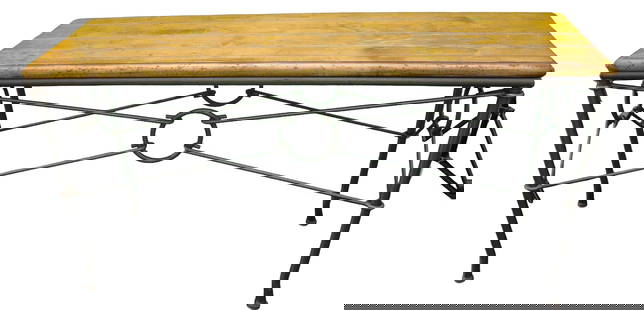 Fancy iron console table with wood top: &nbsp;Fancy iron console table with wood top&nbsp; DIMENSIONS: Height:&nbsp;28.50 inch / 72,5 cm&nbsp; &nbsp; &nbsp; &nbsp; &nbsp; &nbsp; &nbsp; &nbsp; &nbsp; &nbsp; &nbsp; &nbsp; &nbsp;Length:&nbsp;5