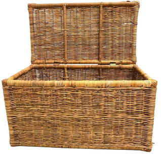 Large Woven Rattan Wicker Basket Trunk: Large Woven Rattan Wicker Basket Trunk DIMENSIONS: Height 19.25 inch / 49,3 cmLength 36 inch / 91,5 cm Width: 20.30 inch / 52 cmÂ