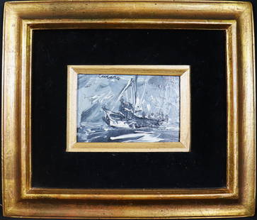 Framed Acrylic on board signed Pascal Cucaro (American, 1915-2004): Framed Acrylic on board signed Pascal Cucaro (American, 1915-2004) DIMENSIONS with frame: Height 12 inch / 30,5 cm &n