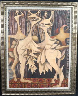 Framed Oil on Canvas signed ROBERTO DIAGO and dated 1948 (XLVIII): Framed Oil on Canvas signed ROBERTO DIAGO and dated 1948 (XLVIII) ROBERTO DIAGO (1920-1955)&nbsp;was born in Havana in 1920 We do not have a COA for this piece and is therefore being sold in the manne