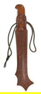 Large Knife with Sheath: Large&nbsp;Knife with Sheath DIMENSIONS TOTAL: Length 15 inch / 38&nbsp;cmDIMENSIONS BLADE: Length 10 inch / 25,5 cm Shipping: Basel Auction House will refer local third-party USA and international sh