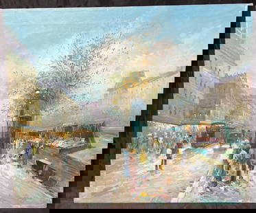 OIL on canvas Signed Morgan attribute to John William Morgan American 20th Century.: OIL on canvas Signed Morgan lower right, Vu de Paris le long de la seine les BOUQUINISTES, attribute to John William Morgan American 20th Century. DIMENSIONS: Height 20&nbsp;inch / 51 cm&nbsp; &nbsp;